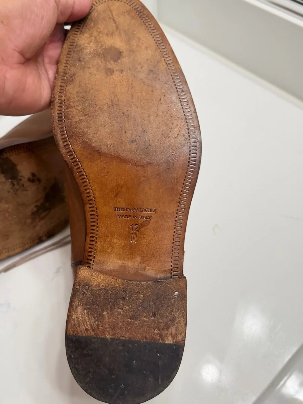 Bruno Magli Cognac Brown Leather Cap-Toe Oxfords